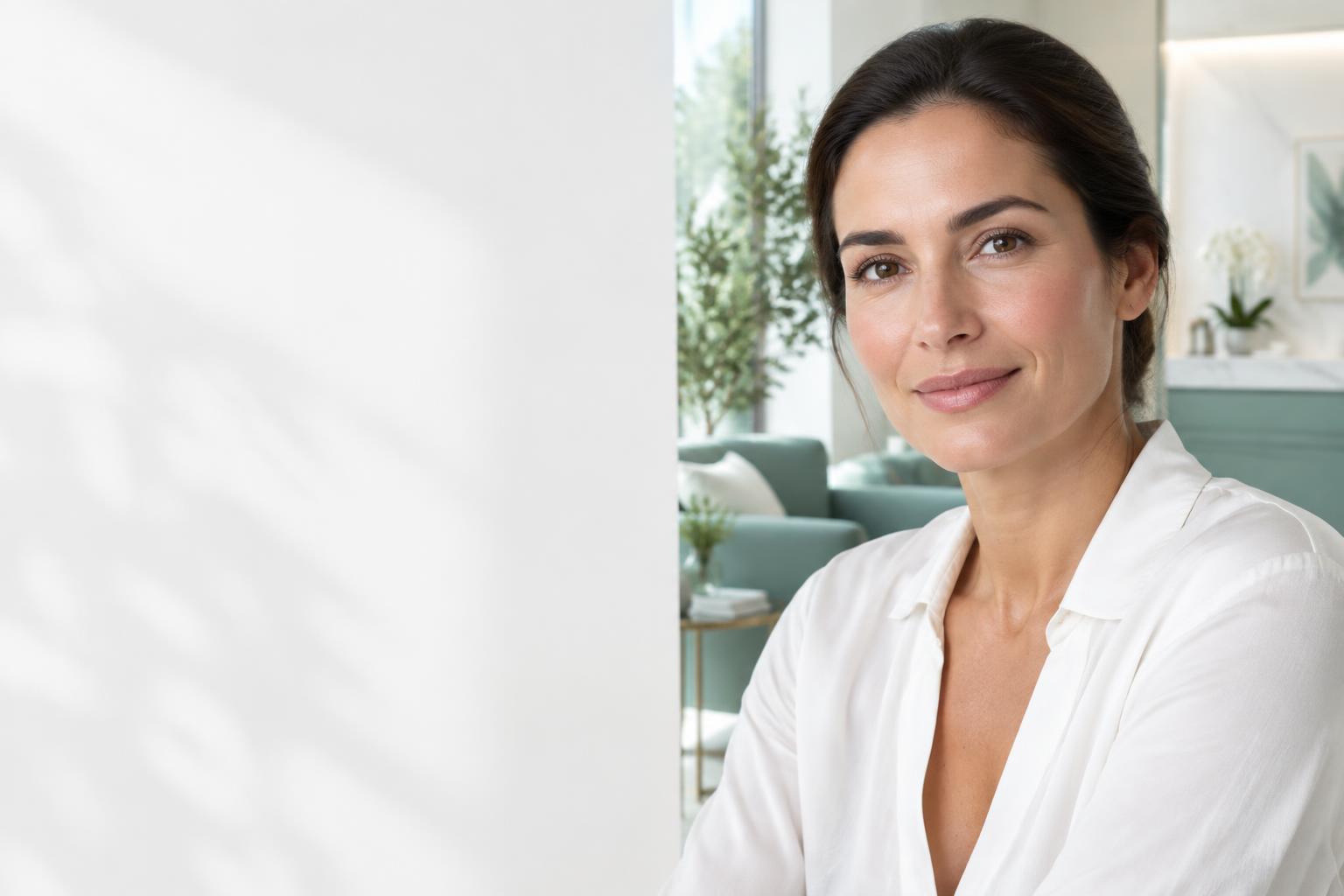 Mulher com beleza natural em um ambiente acolhedor de estética — imagem ilustrativa